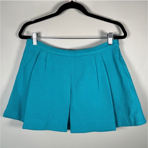 Zara NWT tweed  blue mini pleated skort / skirt with built in hidden shorts - Picture 11 of 12